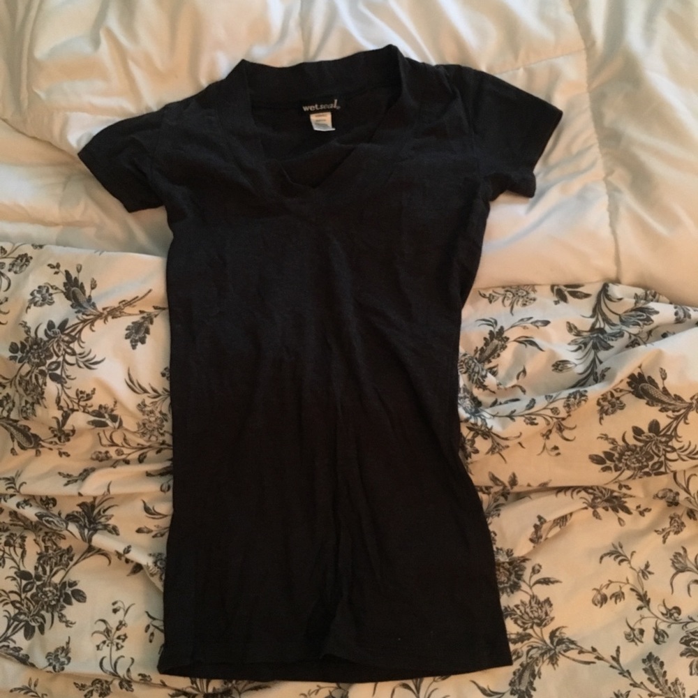 wet seal dark grey v-neck